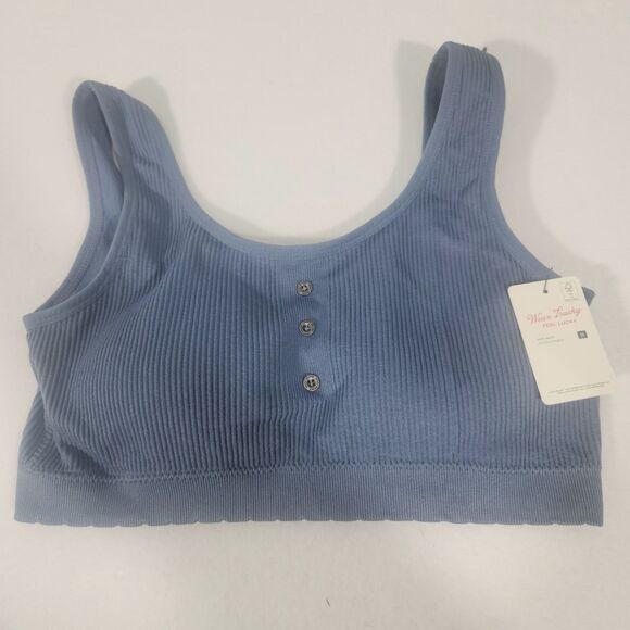 Lucky Brand Bra Women’s 2X Blue Ribbed  Bralette Sport Cozy - Picture 1 of 6